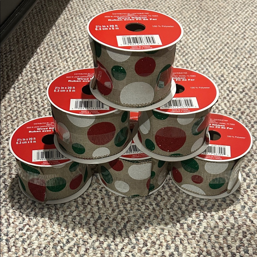 Ribbon Festive Polka Dot wired ribbon Set